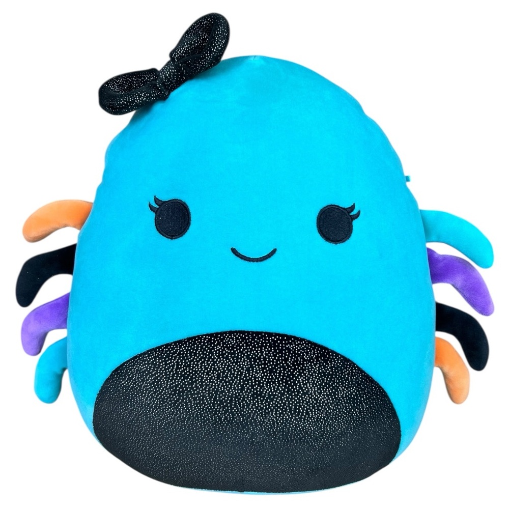 Squishmallows 12” Cheryl Teal Spider With Sparkle Belly and Bow Plush